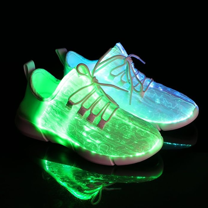 New Shinmax Mens Size 10 White Light Up LED Sneakers Round Toe Rechargable Shoes