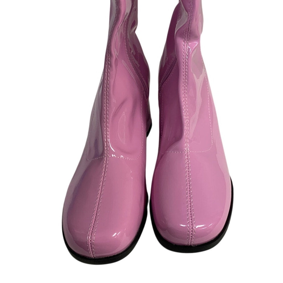 Heiyom Womens Size 6.5 Pink 2.5" Heel Knee High Boots Round Toe Side Zip Shoes