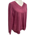Sonoma Womens 1X Long Sleeve V-Neck Pullover Mauve Cotton Blend Knit Sweater