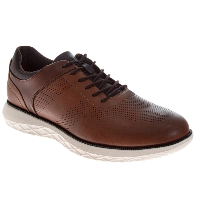 New In Box Perry Ellis Mens Size 10 Brown Faux Leather Lace Up Casual Shoes