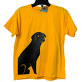 New Hand Printed Youth Medium Gold Yellow Black Lab Puppy Dog Crew Neck Tee