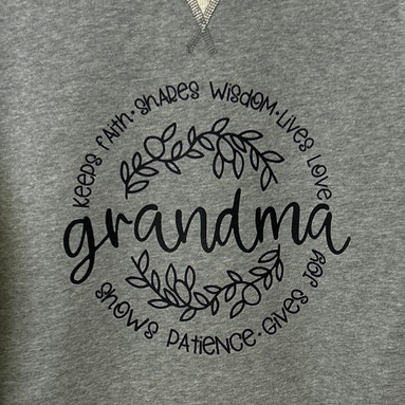 New Hand Printed Womens Small Grnadma Faith Love Joy Long Sleeve Sweatshirt