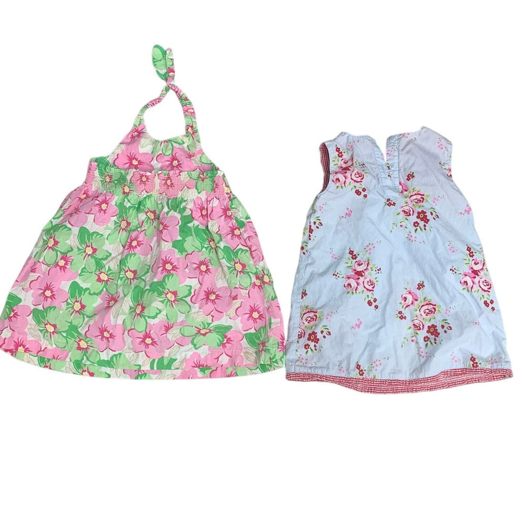 Lot of 2 George Rose Garden Baby Girl 24 Months Floral Sleeveless Halter Dresses
