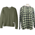 New Champion Unisex Small Green Pullover Sweatshirt w Bonus Plaid Flannel Hoodie