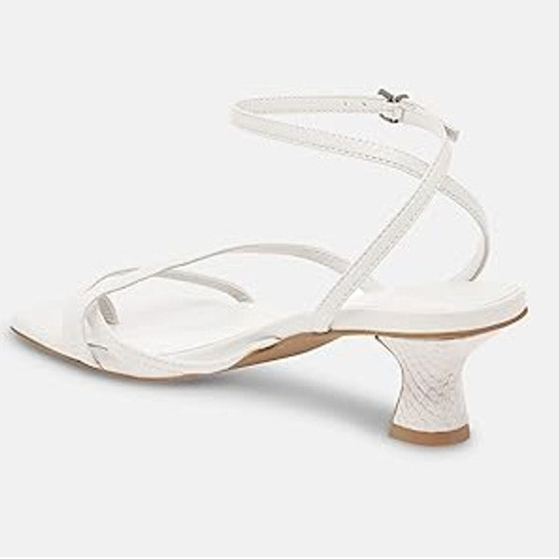 Juliet Holy Womens Size 8 White Open Toe 2.5" Heel Ankle Strap Sandal Shoes