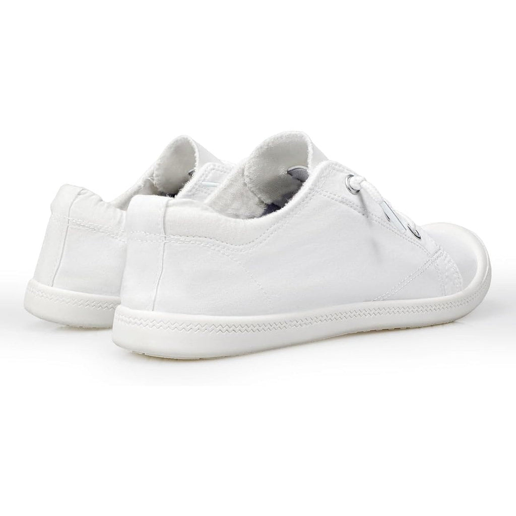 Lxuan Womens Size 6 White Sneakers Round Toe Lace Up Slip On Low Top Shoes