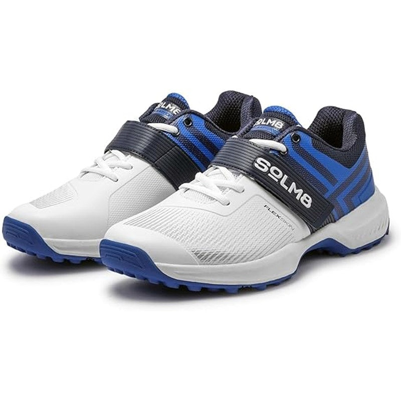 SOLM8 Mens Size 11 Blue White Lace Up Hook Loop S8 Cricket Spikes Cleat Shoes