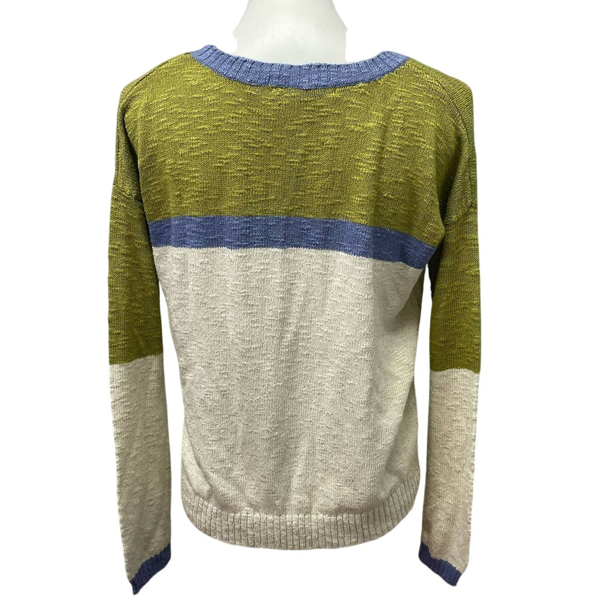 Kensie Womens Small Long Sleeve Striped Polyester Blend Pullover Sweater