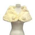 Vintage Cream Real Animal Fur Front Clasp Womens Super Soft Satin Lined Capelet