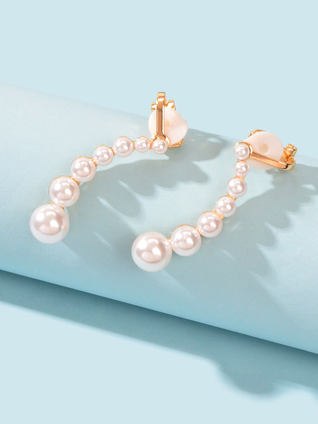 Cartilage Jewelry Ear Cuff Pearl Piercing Crawler Climber Stud Earring