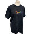 Hand Printed Unisex Medium Equality Rainbow Pride Cotton Crew Short Sleeve Tee
