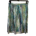 CJ Banks Womens XL Elastic Waistband Watercolor Stripe Print Flowy Midi Skirt