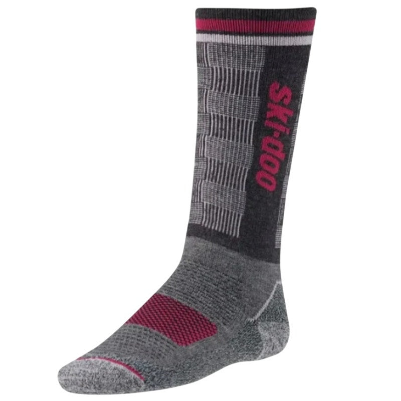 New Ski-Doo Girls S/M Shoe Size 9.5 - 12.5 Pink Gray Wool Blend Thermal Socks