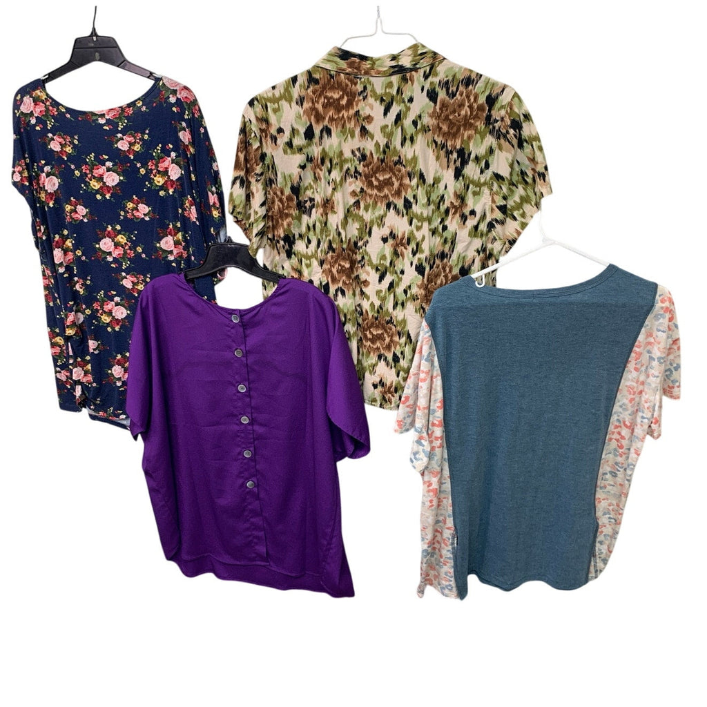 Lot of 4 Gloria Vanderbilt MOA Womens XL Short Sleeve Floral Tropical Shirts