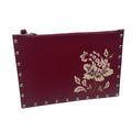 New White House Black Market WHBM Red Floral Faux Leather Envelope Purse w Studs