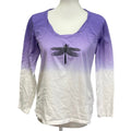 Hand Printed Upcycled XXS Dragonfly 100% Cotton Tie Dye Long Sleeve Crew Tee