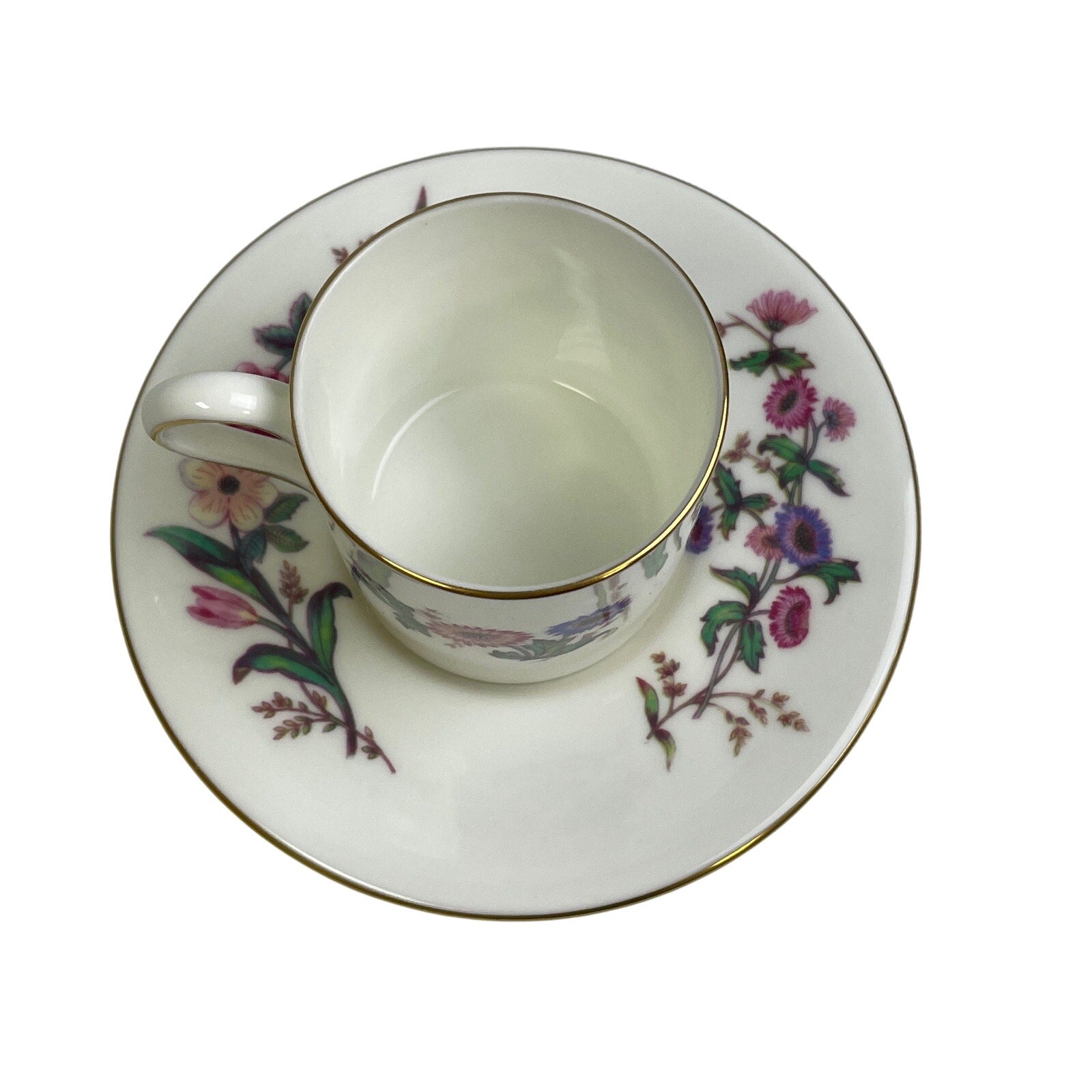 Vintage Wedgwood Devon Sprays England Cup & Saucer Floral Bone China Teacup Set