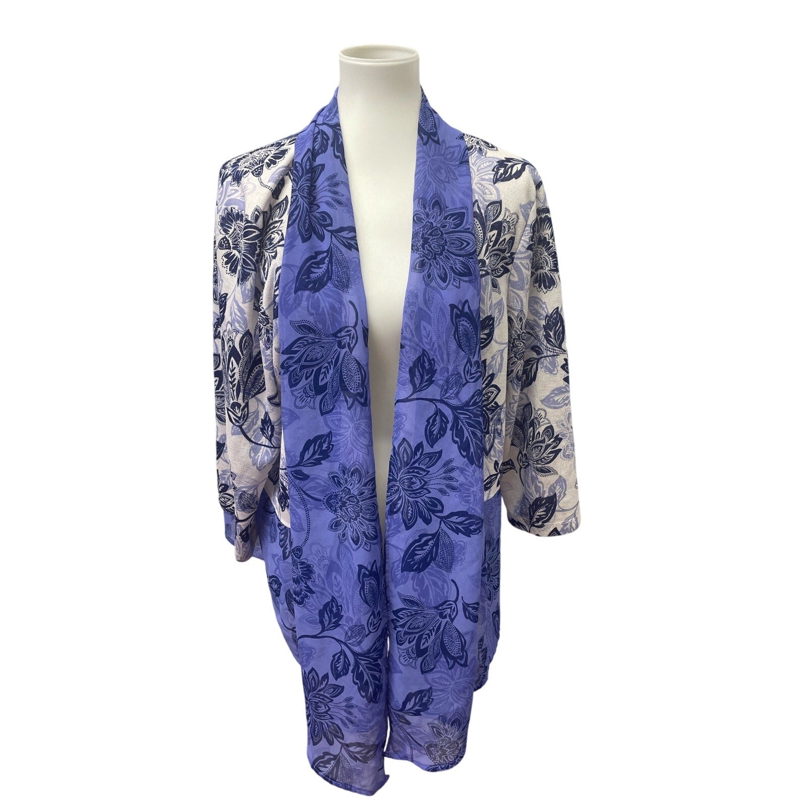 Alfred Dunner Womens 3X Long Sleeve Sheer Open Front Floral Cardigan Coverup
