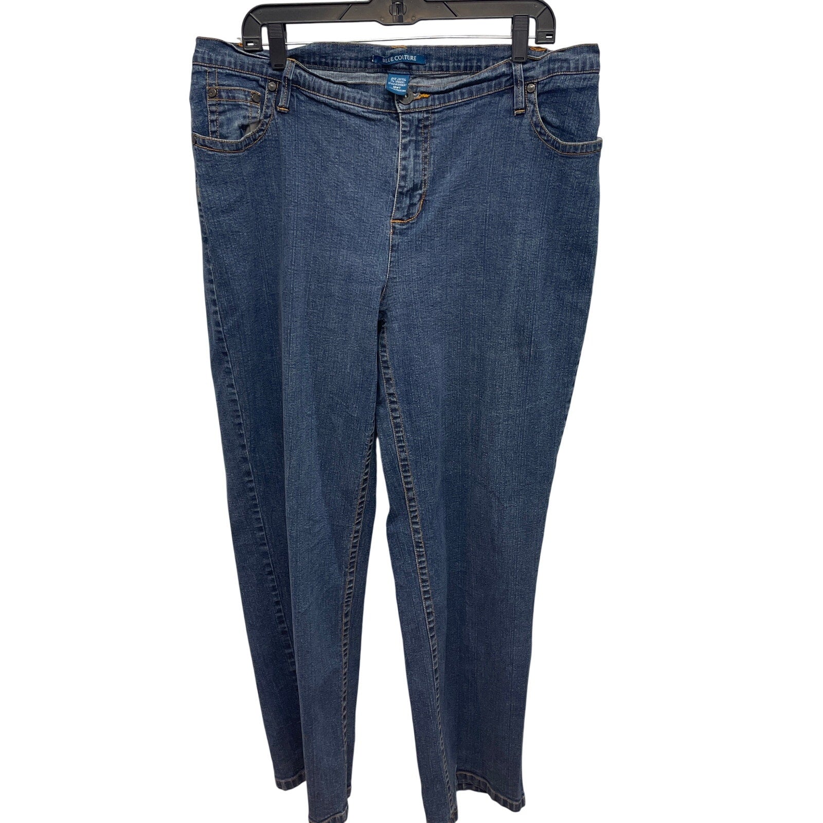 Blue Couture Size 18W Tall Straight Leg Stretch Cotton Blend Denim Blue Jeans