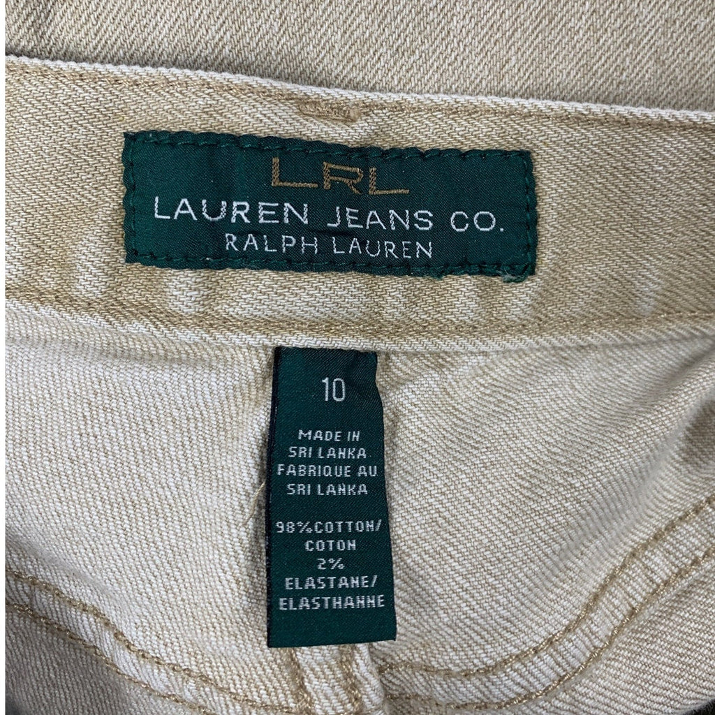 LRL Lauren Jeans Co Womens Size 10 Tan Cotton Blend Straight Leg Denim Jeans