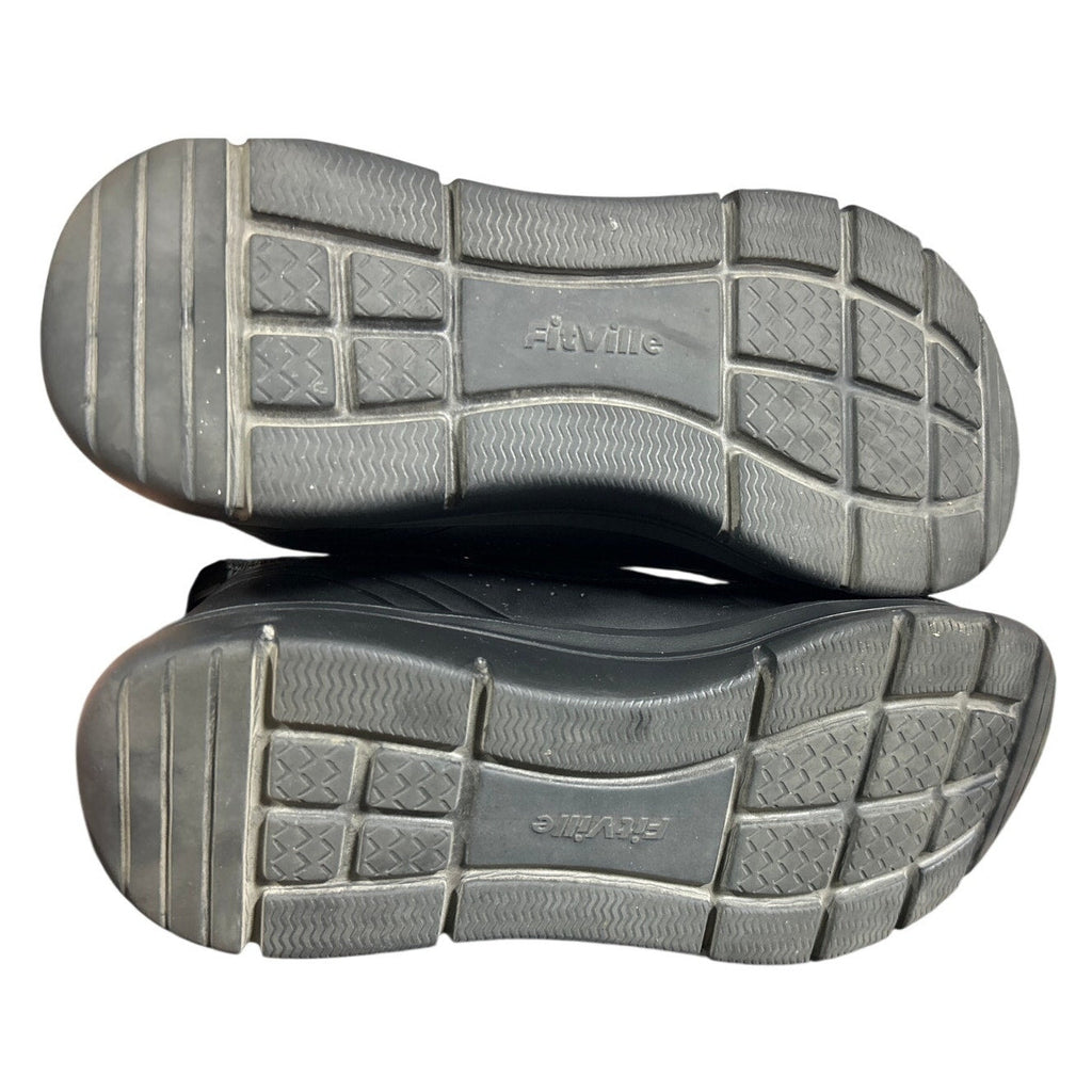 FitVille Mens 13W Wide Black Mesh Slip On Breathable Hands Free Walking Shoes