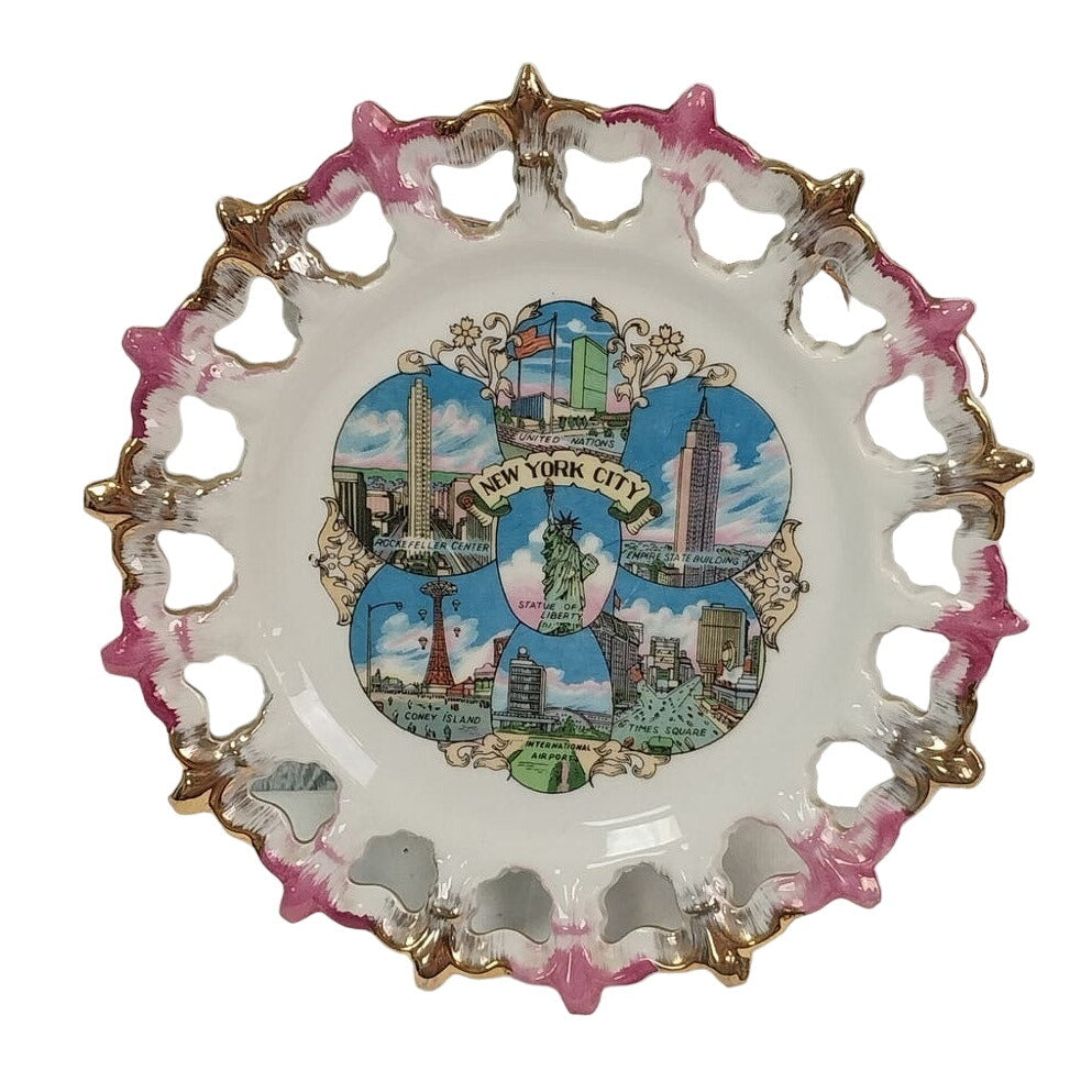 Vintage New York City Coney United Nations Time Square China Collectible Plate