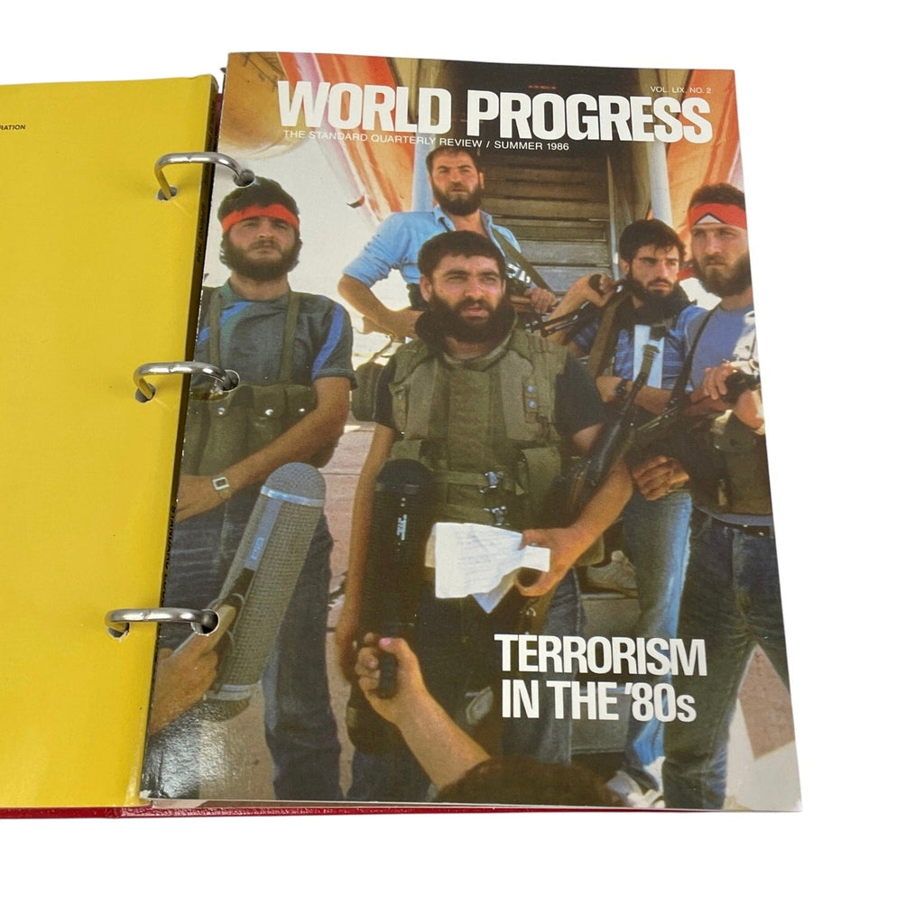 Vintage 1986 World Progress Yearbook Binder Iran Contra Imelda Marcos Collection