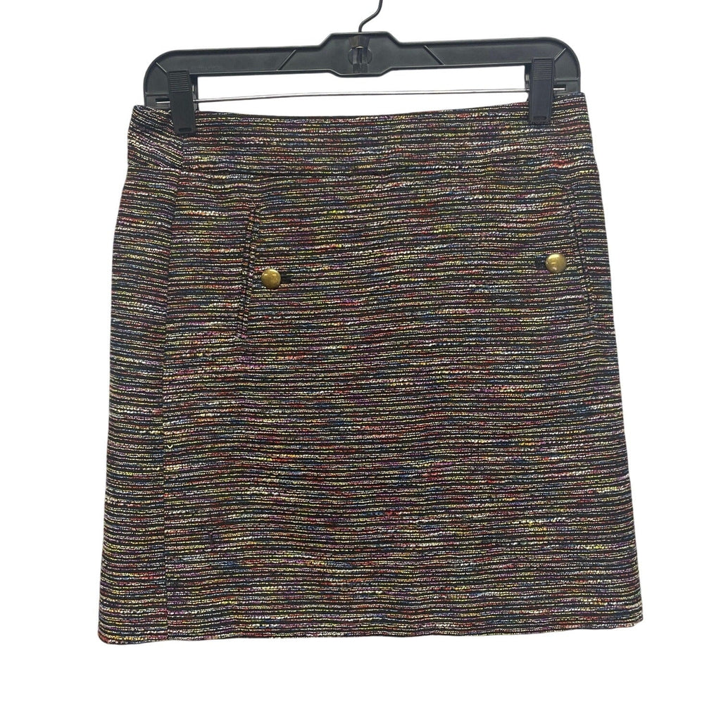 LOFT Womens Size 0 Color Slub Polyester Blend Lined Career Short Pencil Skirt