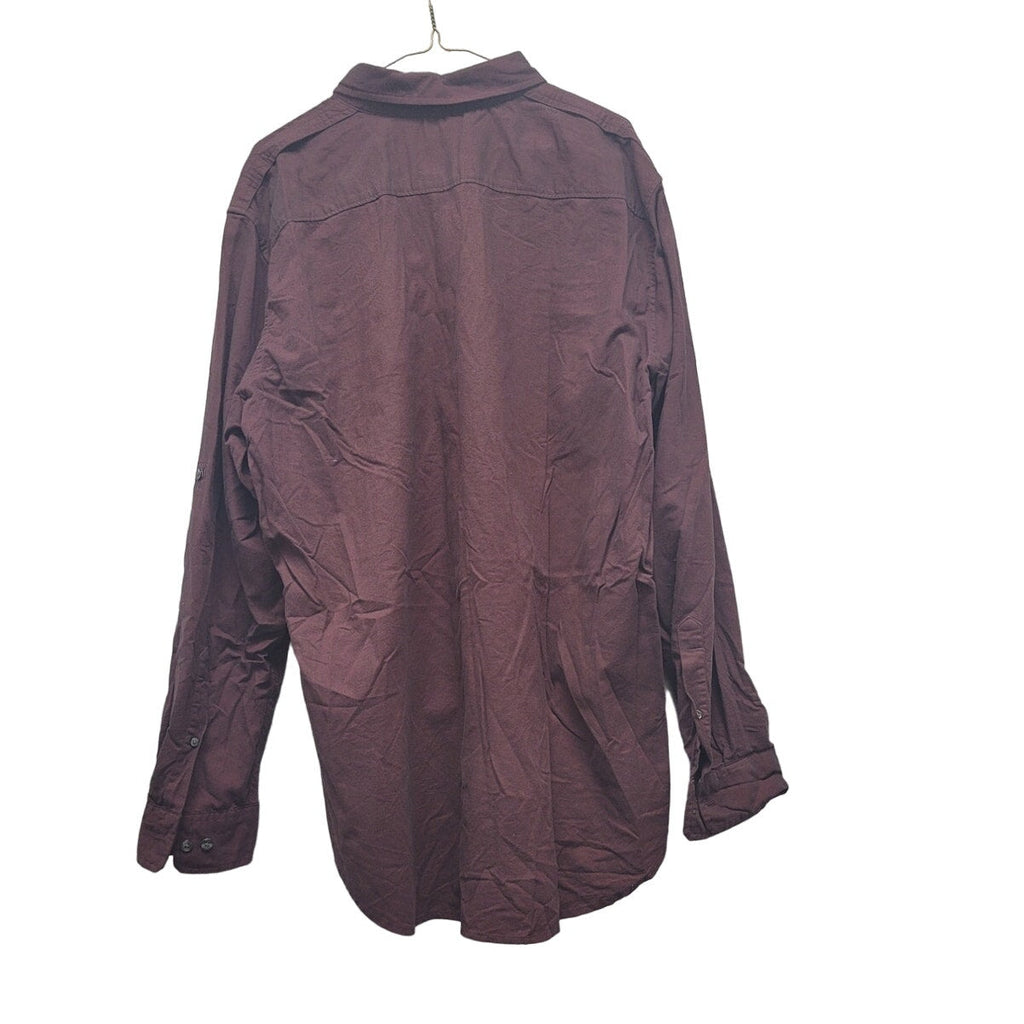 Apt 9 Mens XL Maroon 100% Cotton Long Sleeve Button Up Shirt w Front Pockets