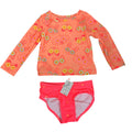 New Cat & Jack Girls 2T UPF 50+ Orange Floral Long Sleeve Bikini 2PC Swimsuit