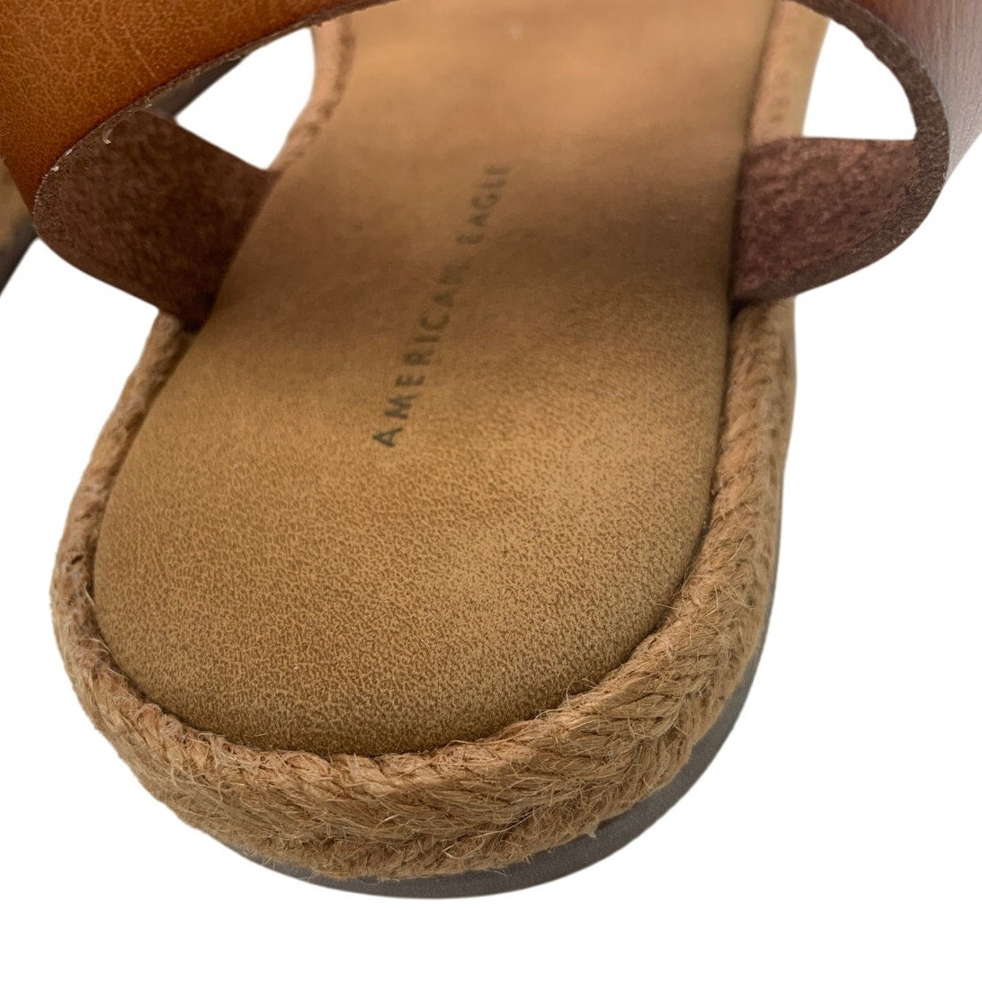 New American Eagle Womens US Size 8 Espadrille Ankle Wrap Faux Leather Sandals