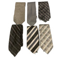 Lot of 6 Black White Silver Striped Geometric Vintage and Newer Mens Neck Ties