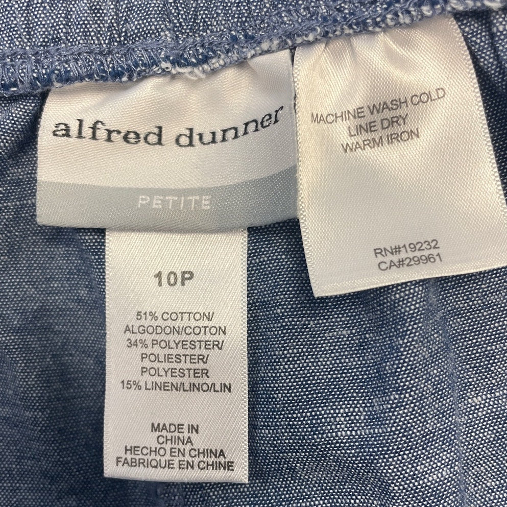 Basic Editions Alfred Dunner Small 10P Elastic Waist Khaki Denim Cropped Capris
