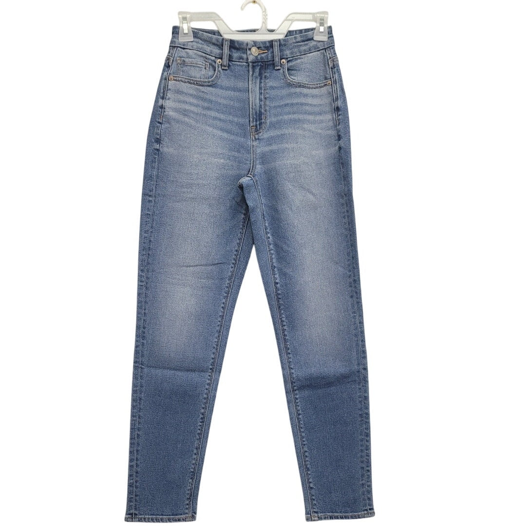 New American Eagle Size 0 Regular Light Rinse Curvy Mom Jean Denim Blue Jeans