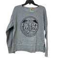 Upcycled Hand Printed Women Large Gray Jesus Be The Light Lightweight Sweatshirt