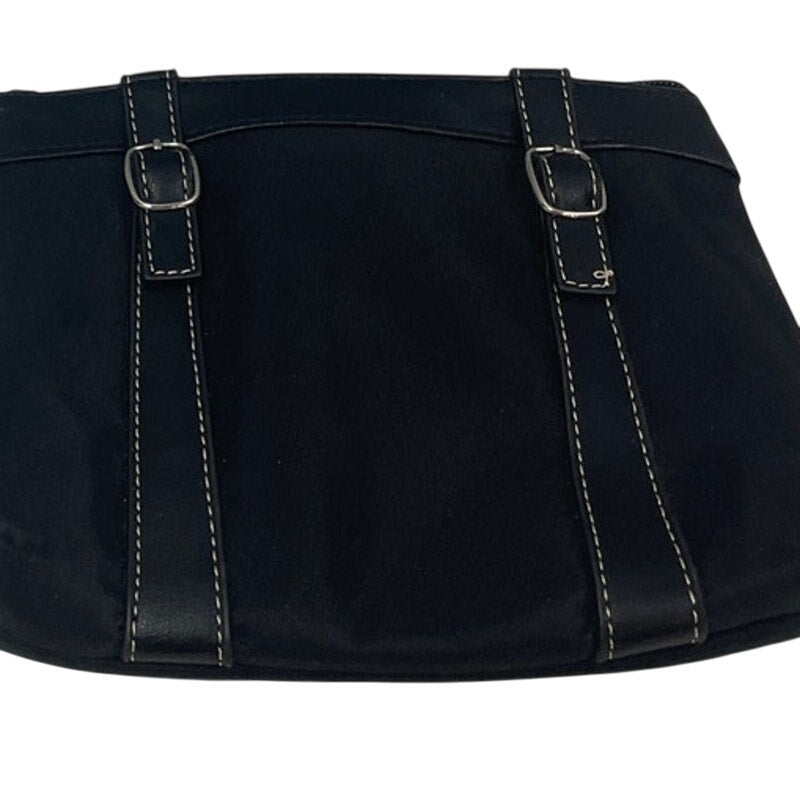 Small Black Full Zip Cell Phone Nylon Faux Buckle Wallet Wristlet Purse Bag