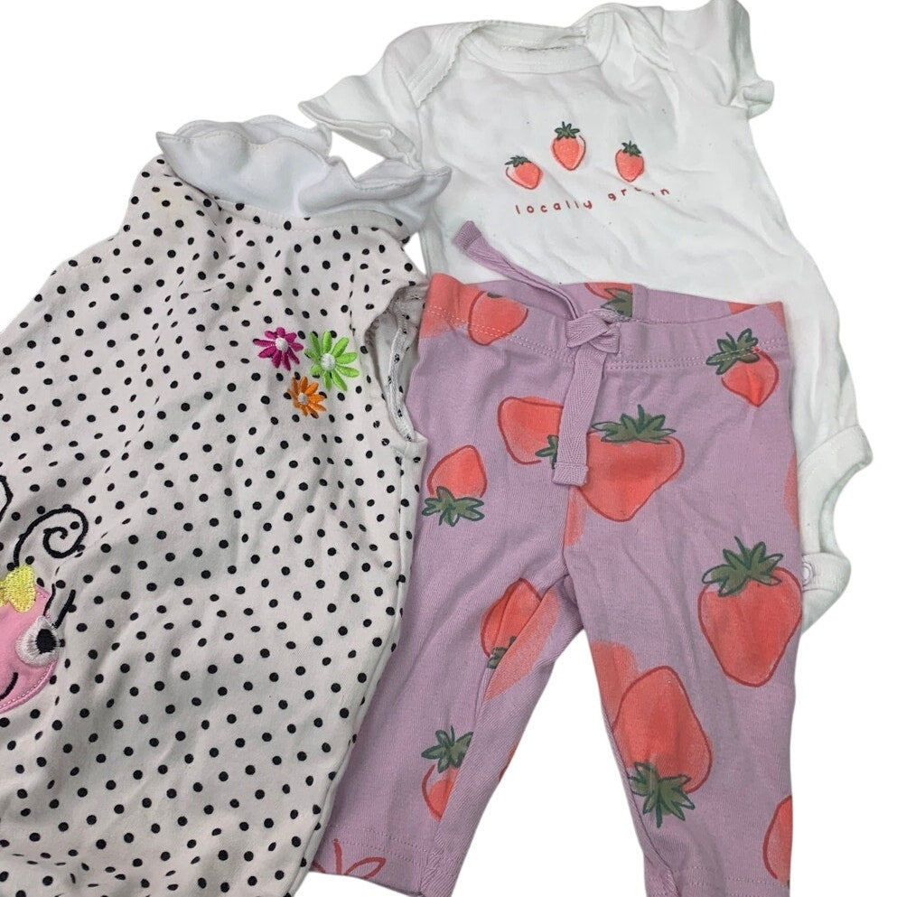 Baby Girl 0-3 Mos Sleeper One Pieces Pants Pink Outfits Clothing Lot of 7 Items