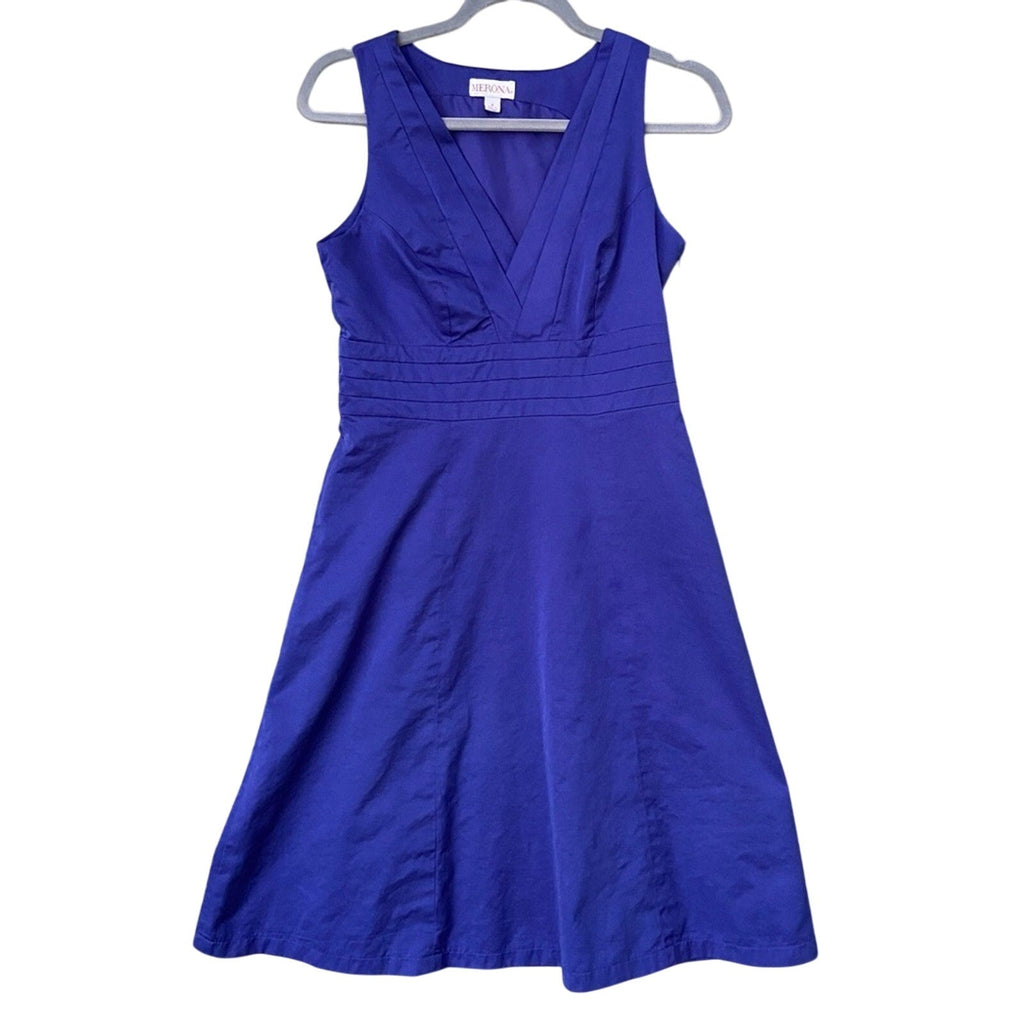 Merona Womens Size 4 Sleeveless Side Zip V Neck Fit & Flare Midi Summer Dress