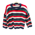 ChinStudio Womens Small Long Sleeve Striped Fuzzy Oversized Knit Sweater