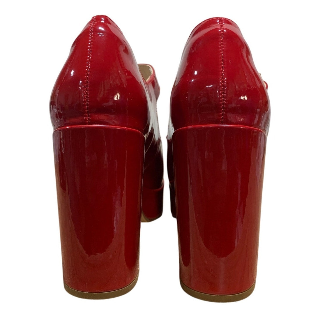 Coutgo Womens Size 9 Red 4" Heels Mary Jane Round Closed Toe Buckle Strap Shoes
