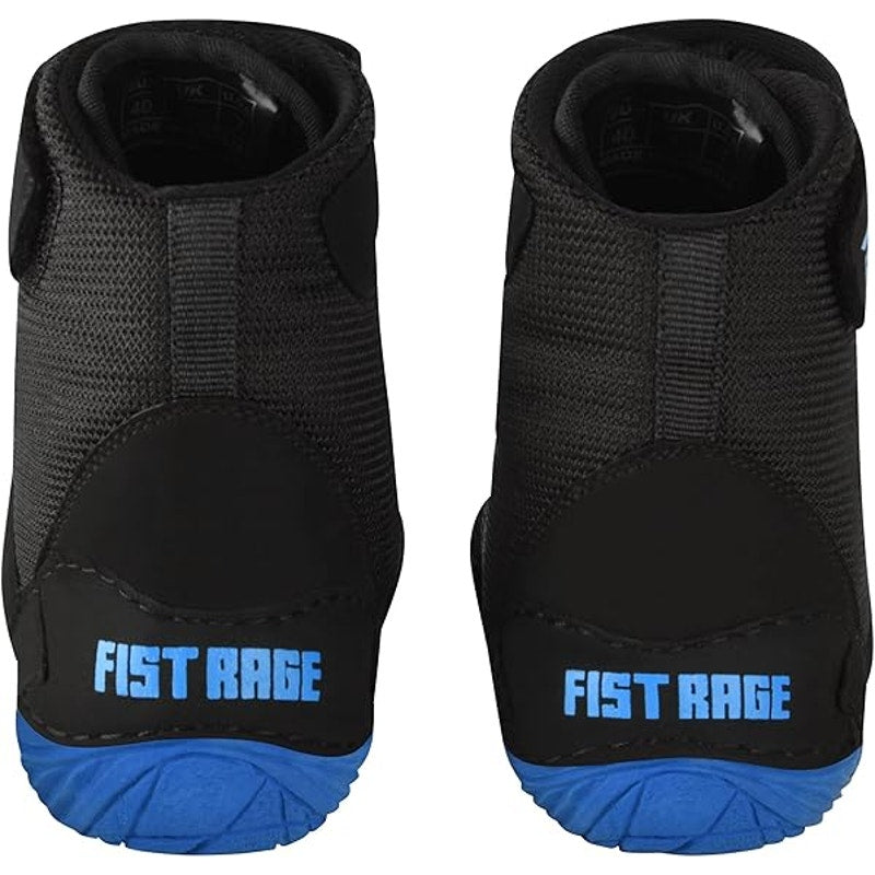 New Fist Rage Mens Size 8 Black Blue Hook Loop Sports Fighting Wrestling Shoes