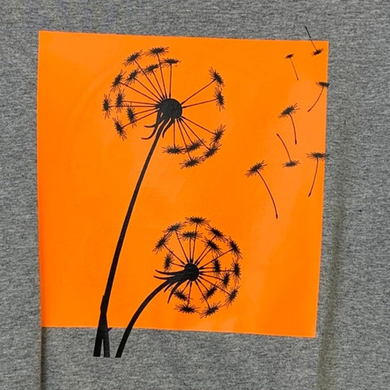 New Upcycled Hand Printed Youth XL Dandelion Wish PolyCotton Crew Neck Tee Shirt