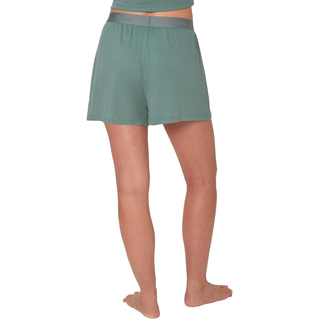 New 2 Pair Hanes Womens XS Green Blue Ribbed Super Soft Lounge Sleepwear Shorts