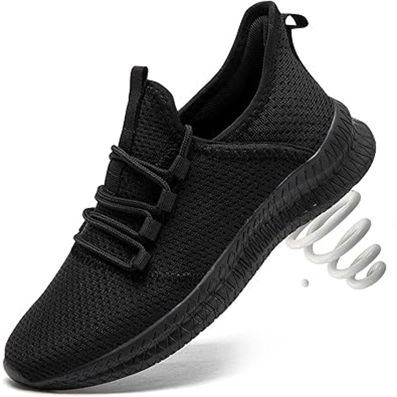 New Qujgs Womens Size 10 Black Breathable Mesh Lace Up Athletic Sneaker Shoes