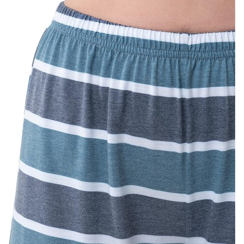 Fruit of the Loom Womens Medium Striped Short Sleeve T Shirt Pajama Pants Set