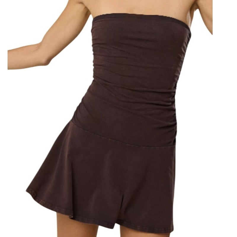 OFFLINE By Aerie Womens XXS Deep Earth Weathered Strapless Sunlight Mini Dress