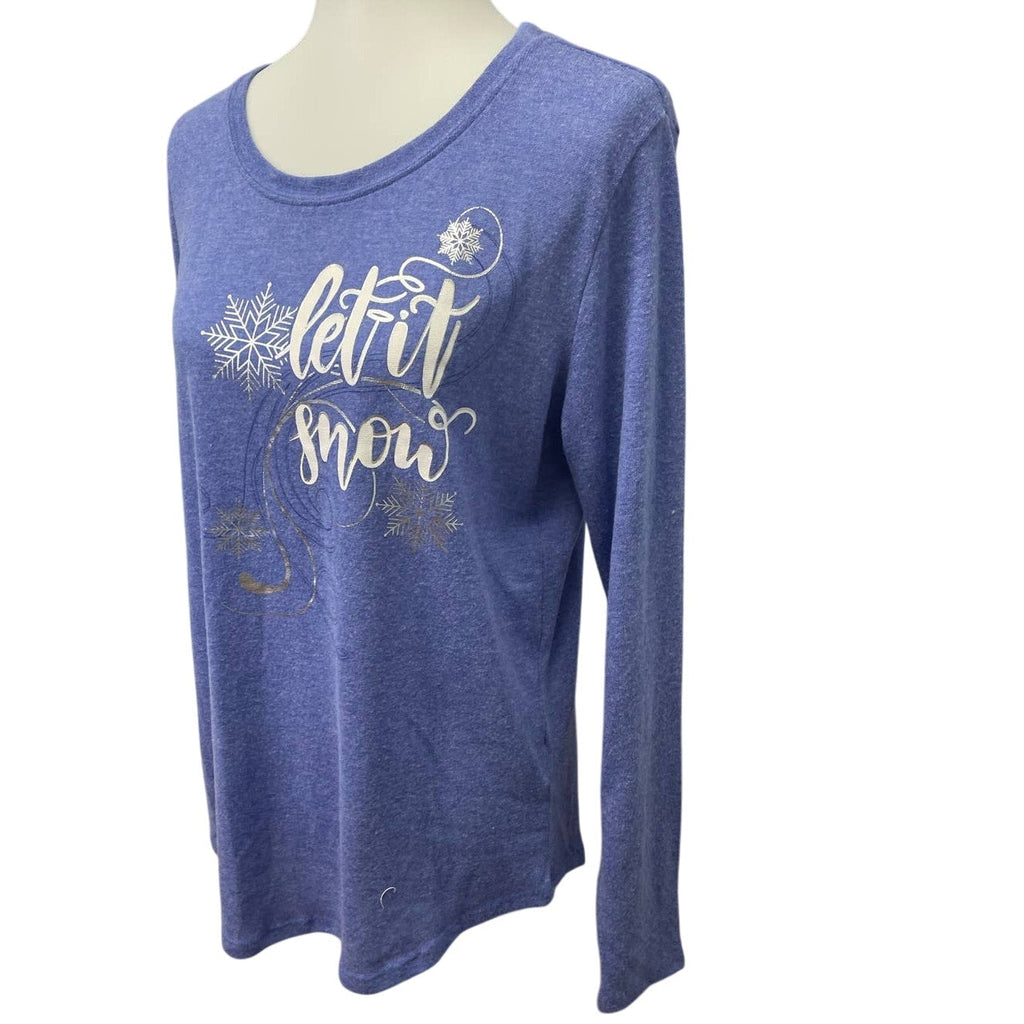 Holiday Time Womens Large Let It Snow Long Sleeve Crew Neck Lightweight Sweater