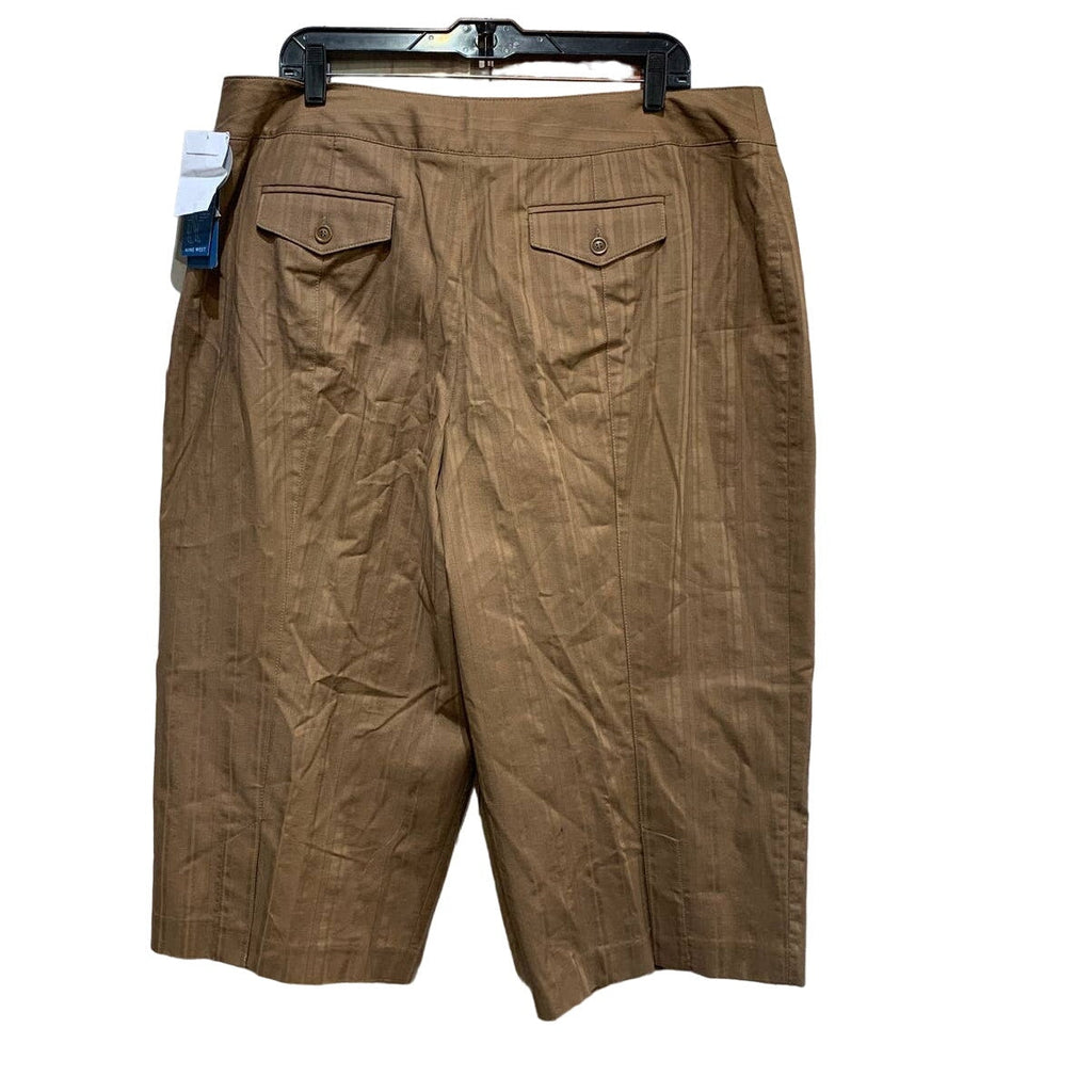 New Nine West Woman 18W Stretch Cotton Tuscany Bronze Brown Cropped Pants