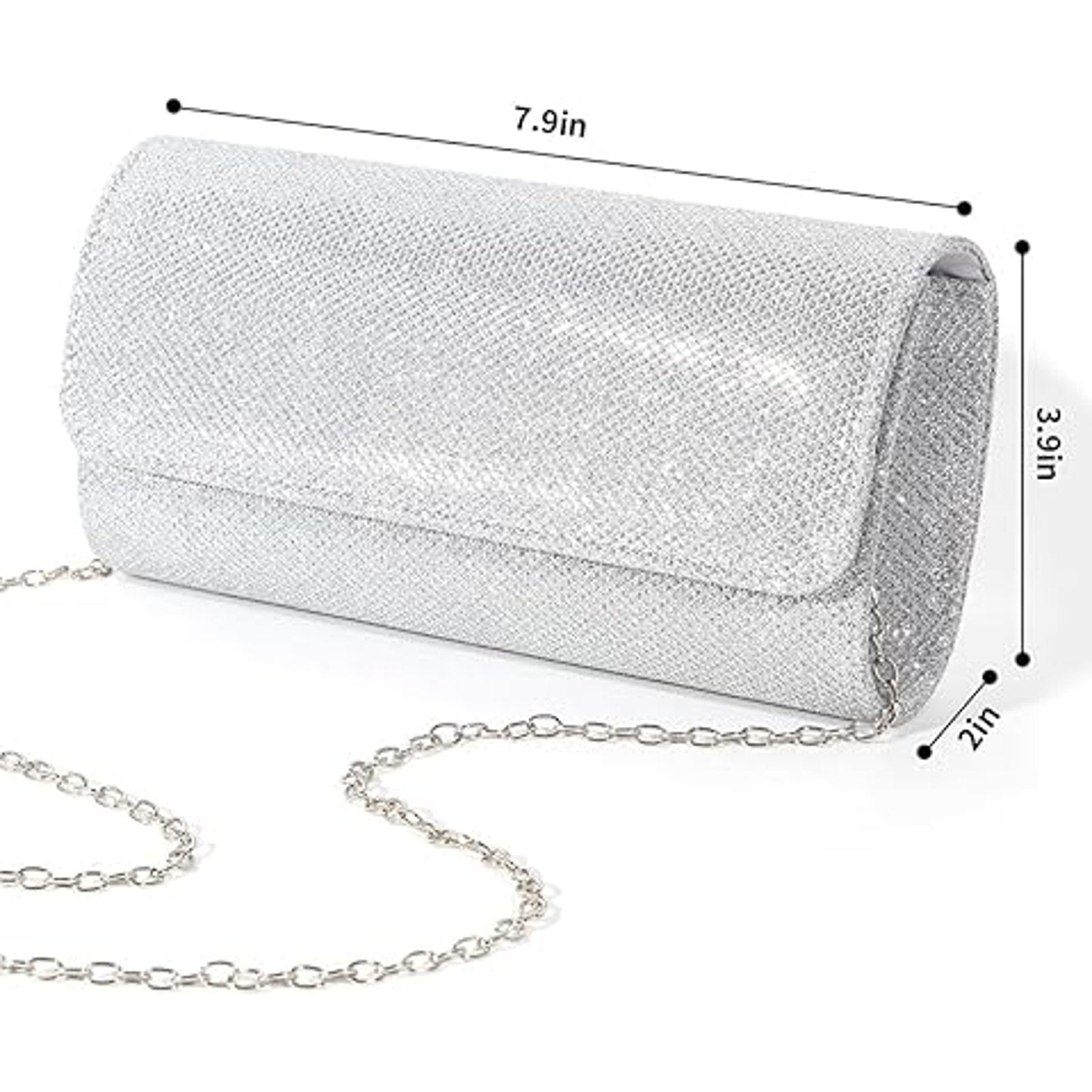 LovyoCoCo Womens Silver Evening Bag Clutch Purses Sparkling Party Handbag