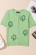 Holiday Jacquard Short Sleeve Cardigan